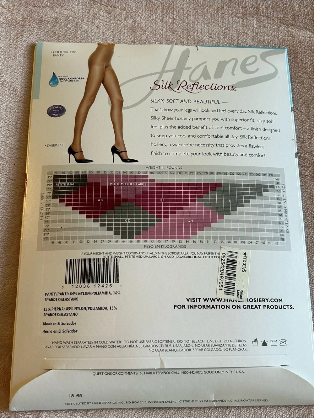 Hanes Silk Reflections Silky Sheer navy blue control top panty hose size AB